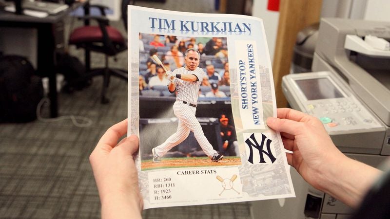 Linda Cohn Finds Tim Kurkjian’s Design For Baseball Card Of Himself In Office Printer