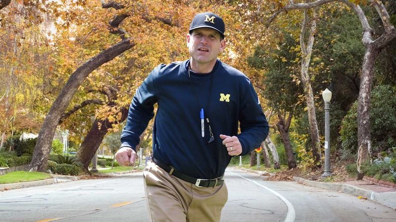 Jim Harbaugh Starts Off Day With Early Morning Sprint Through Ann Arbor