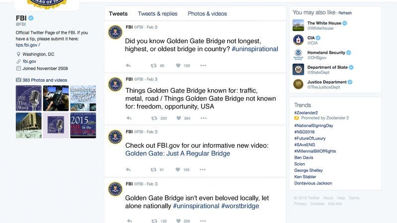 FBI Counterterrorists Launch Media Campaign Downplaying Symbolic Value Of Golden Gate Bridge