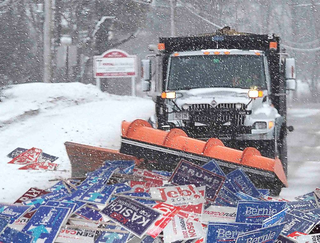 Plows Working Around Clock To Keep New Hampshire Roads Clear Of Campaign Signs