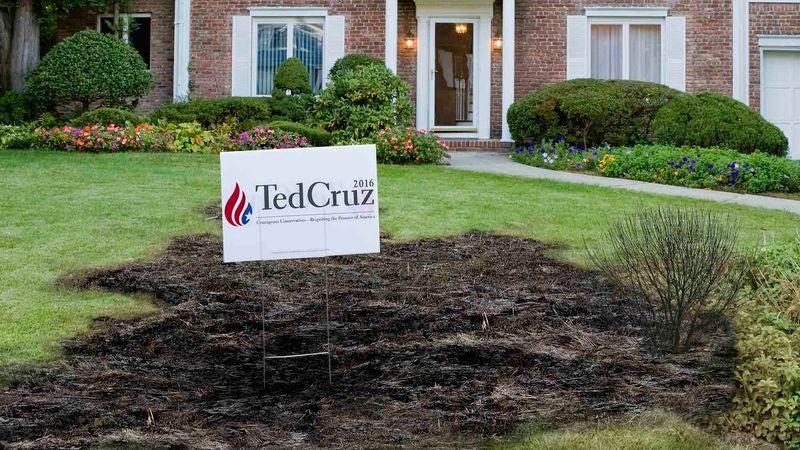 Scientists Warn All Plant Life Dying Within 30-Yard Radius Of Ted Cruz Campaign Signs