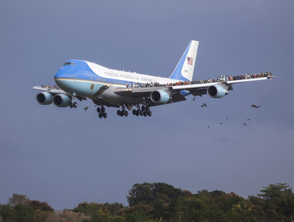 Hundreds Of Cuban Refugees Clinging To Air Force One On Flight Back To U.S.