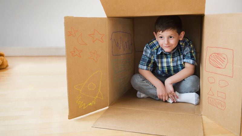 Sitting Inside Cardboard Box The Safest 6-Year-Old Will Feel For Remainder Of Life