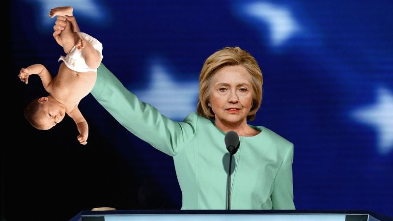 Hillary Clinton Holds Infant Grandson Upside Down By Ankle In Front Of Convention Crowd