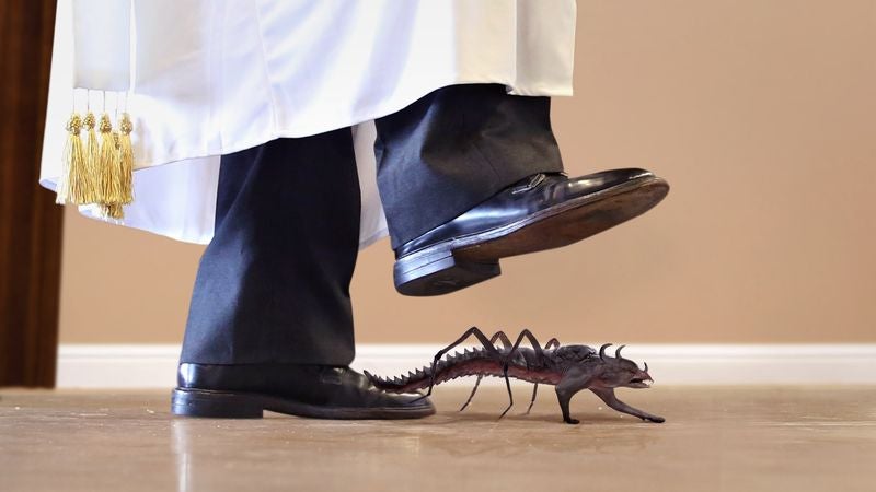 Pope Francis Crushes Small Demon Crawling Across Papal Apartment Floor