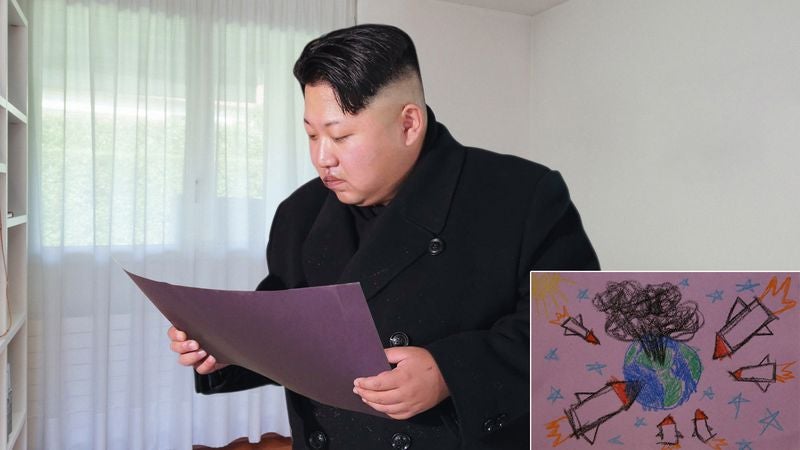 Wistful Kim Jong-Un Stumbles Onto Childhood Drawings He Made Of Nuclear Attacks On West