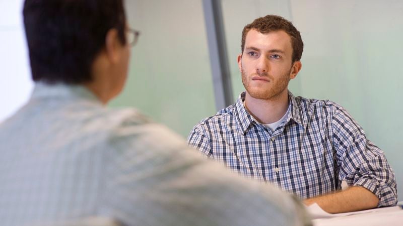 Man Praying Interviewer Doesn’t Ask Any Questions