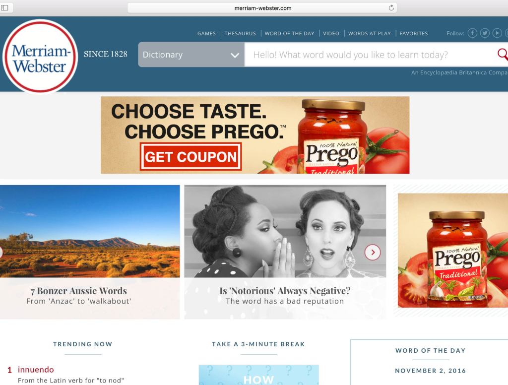 Heroic Prego Advertisement Replaces Refreshed Webpage’s Presidential Campaign Banner