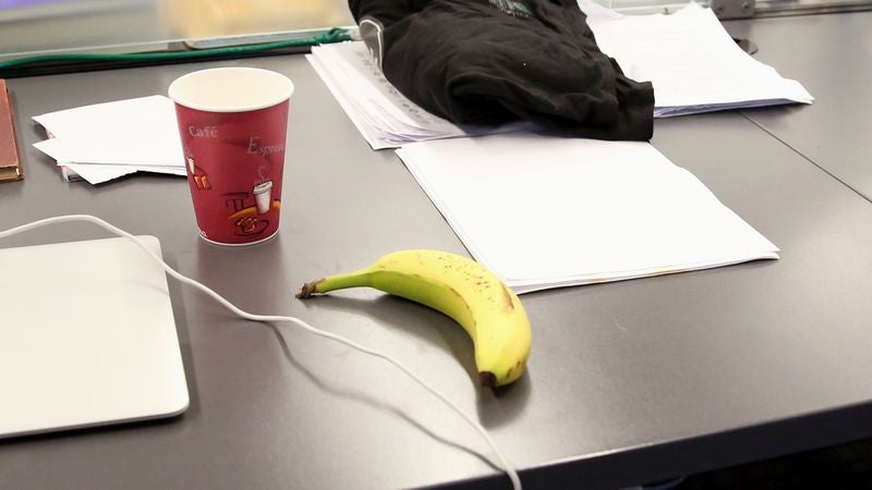 Unclear What Coworker With Banana On Desk All Day Waiting For