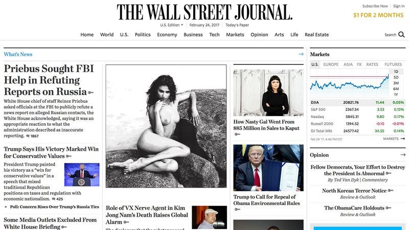 ‘Wall Street Journal’ Reintroduces Nudes After Failed Yearlong Experiment