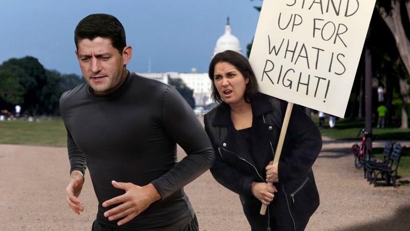 Paul Ryan Grudgingly Impressed By Angry Protester Who’s Matched His Running Pace For 9 Miles