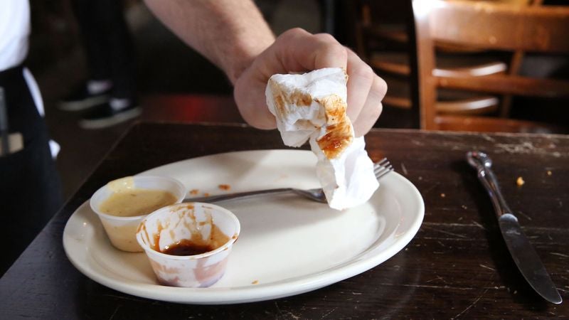 Breaking: Waiter Picking Up Napkin With Bare Hand