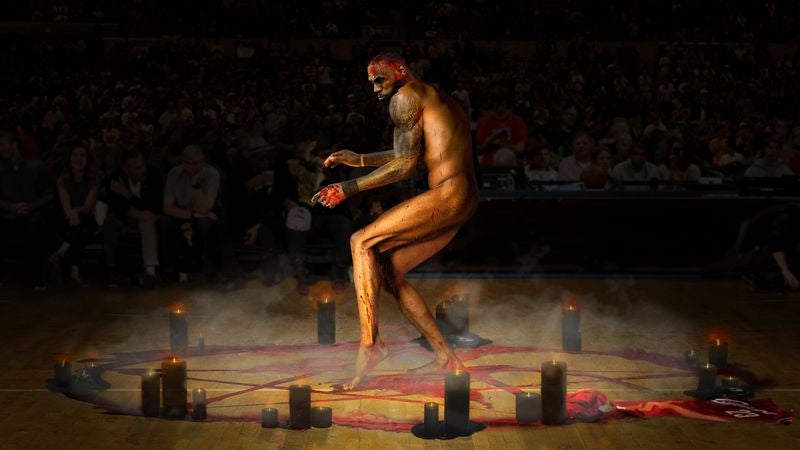 LeBron James Dances Naked Inside Pentagram Of Black Candles In New Pregame Satanic Ritual