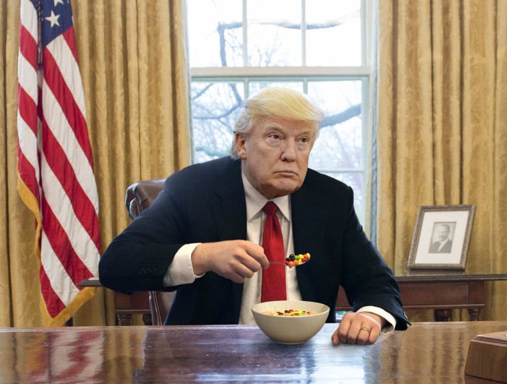 Trump Pours Milk Over Bowl Of Skittles While Settling In To Watch Comey Hearing