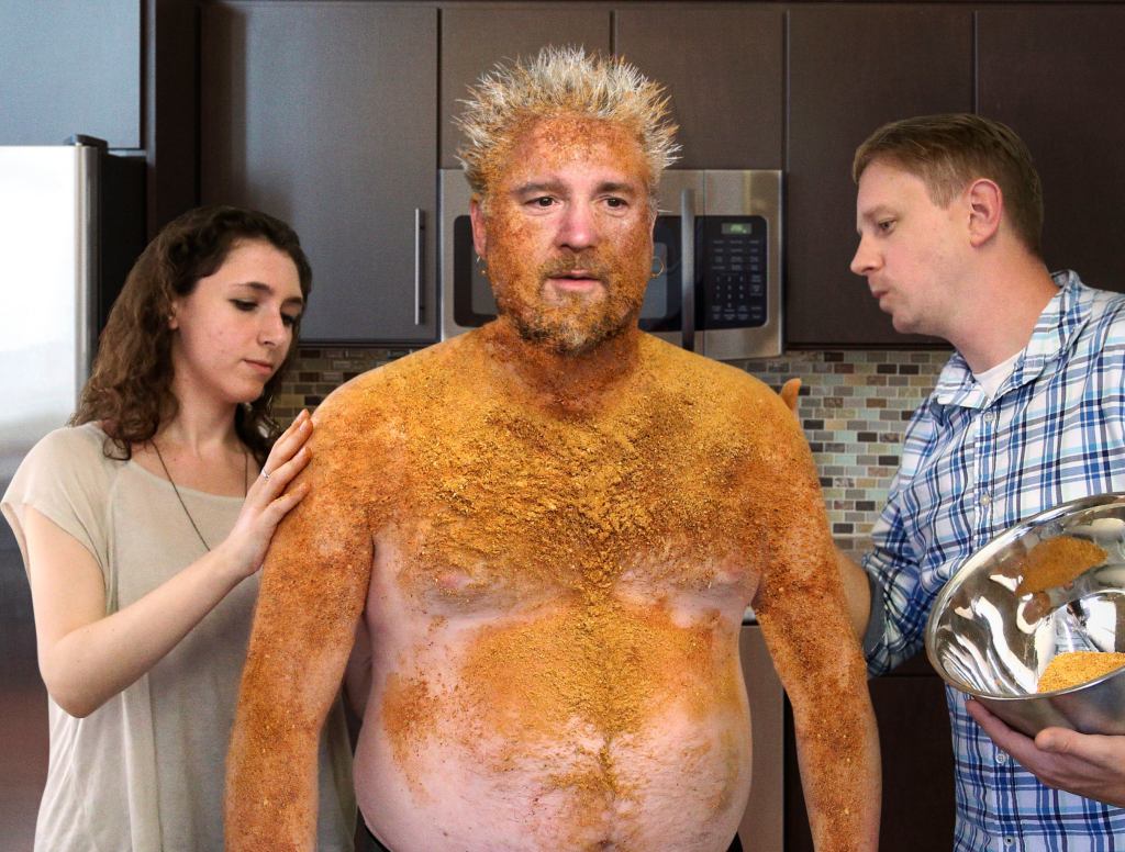 Food Network Production Assistants Prep Guy Fieri With Dry Rub