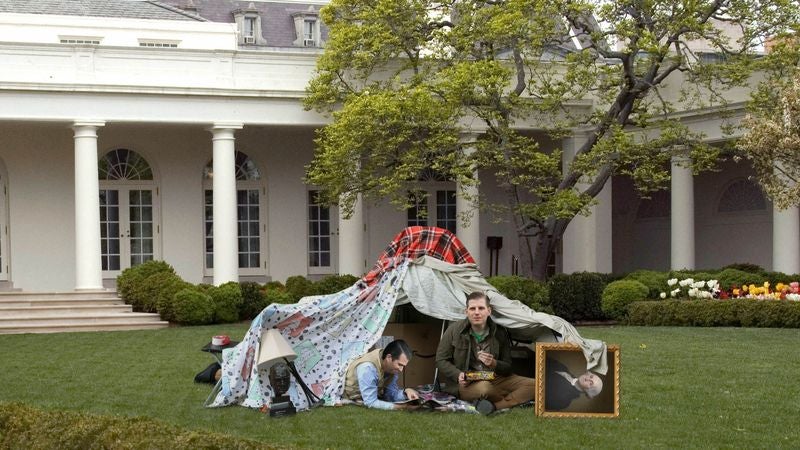 Trump Boys Gather Rations Of Comic Books, Candy Bars For Night Hiding From Special Prosecutors In Makeshift Rose Garden Fort