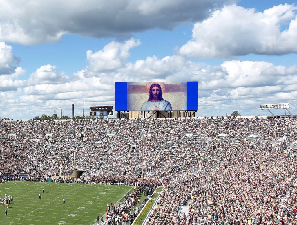 Notre Dame Replaces ‘Word Of Life’ Mural With Massive HD Monitor Displaying Christ