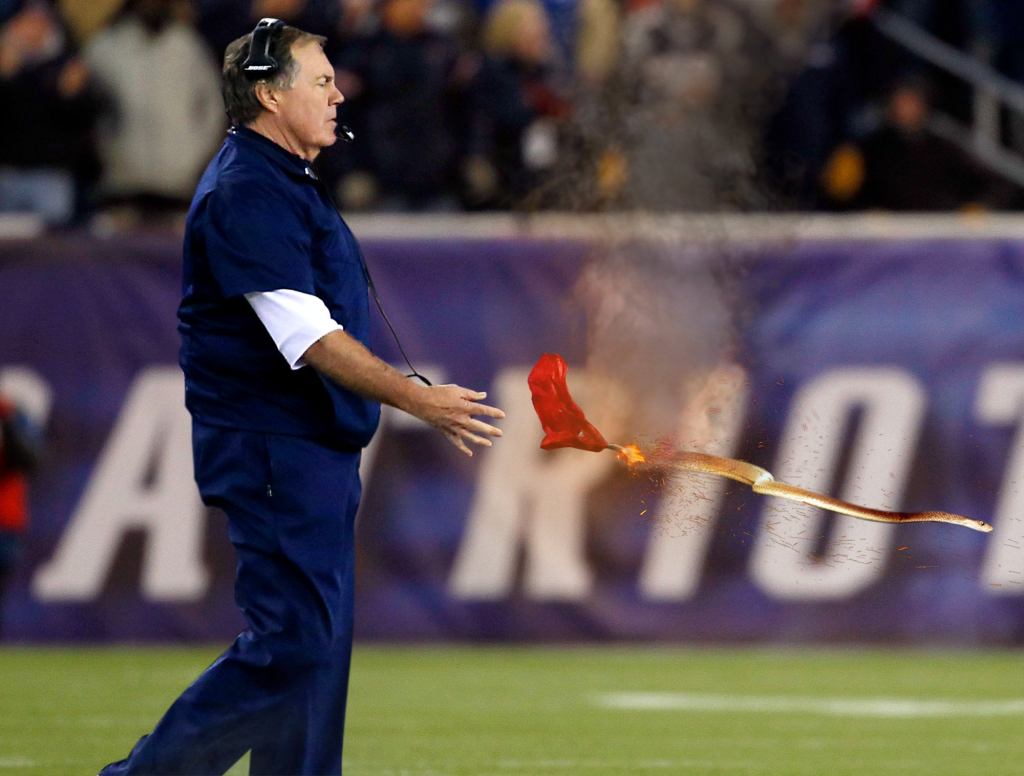 Bill Belichick’s Challenge Flag Transforms Into Swarm Of Snakes After Hitting Ground