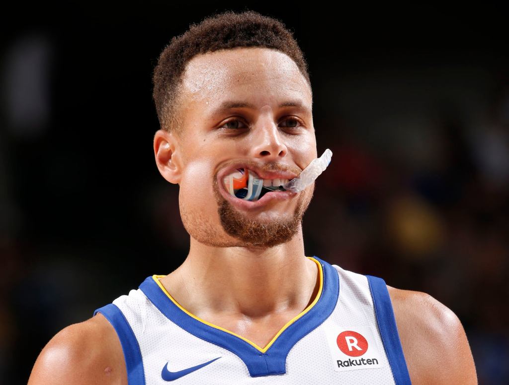 Steph Curry Loudly Chewing On Huge Wad Of Mouthguards