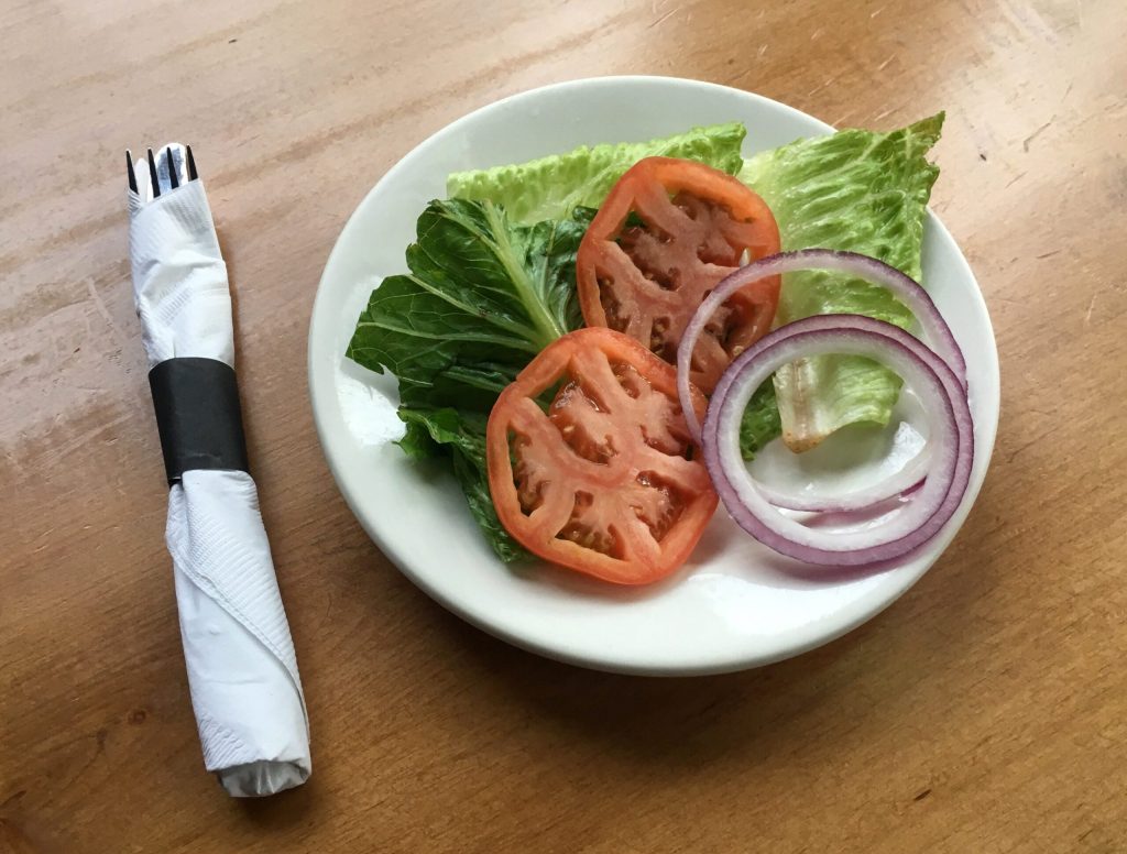 Side Salad Clearly Made From Hamburger Toppings