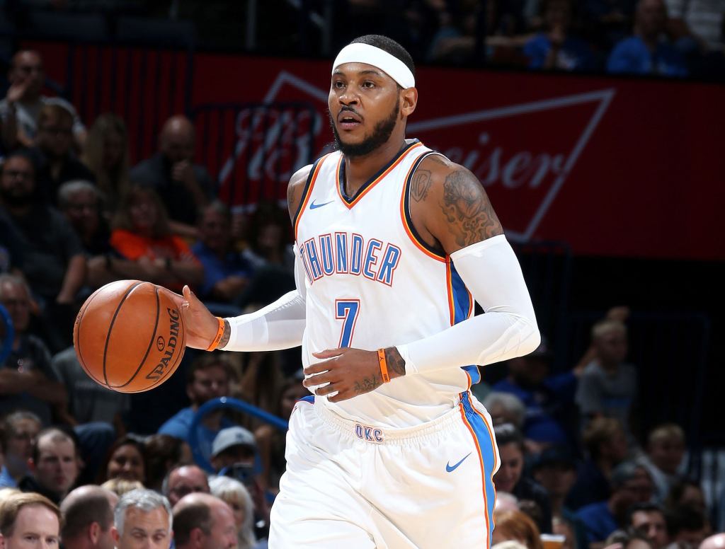 Dribbling Carmelo Anthony Demands Ball