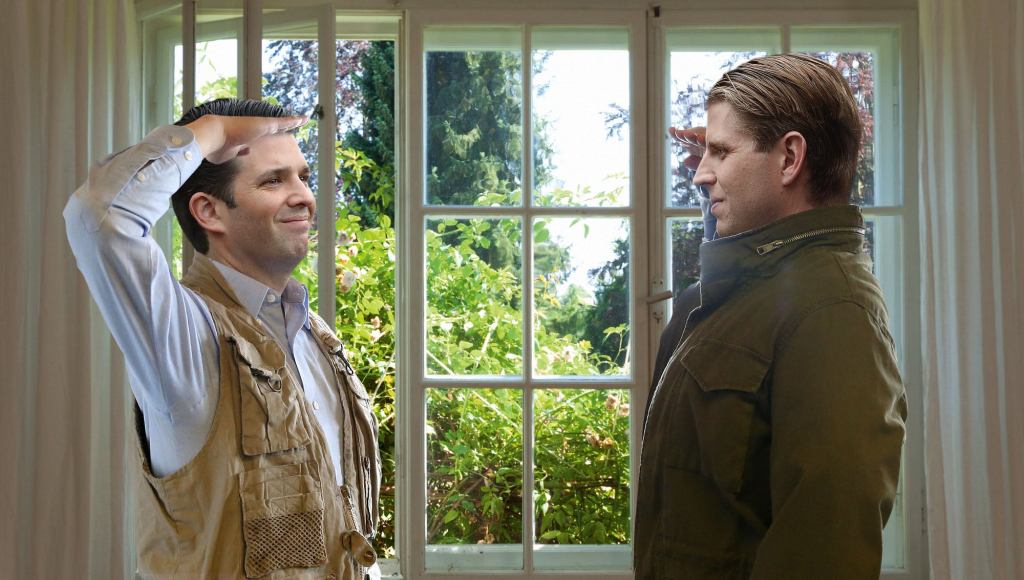 Surrendering Trump Boys Solemnly Salute Each Other Before Leaping From White House First-Story Window