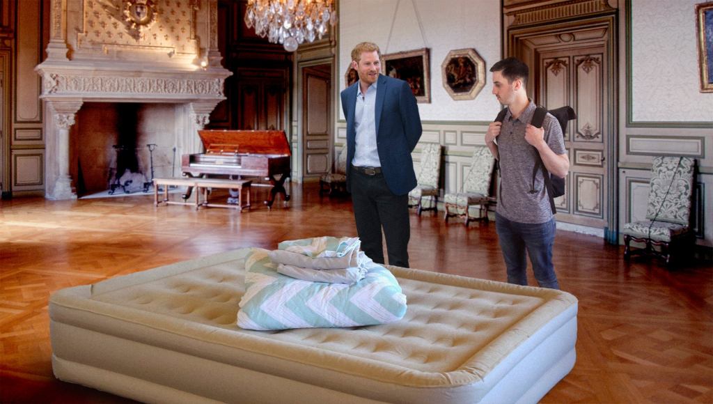 Prince Harry Shows Guest To Air Mattress In Corner Of Windsor Castle