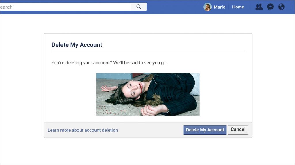 ‘You’re Deleting Your Account? We’ll Be Sad To See You Go,’ Says Facebook Prompt Showing User Photo Of Own Dead Body