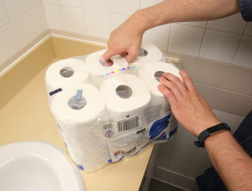 Index Finger Rips Into Toilet Paper Package Like Velociraptor Claw