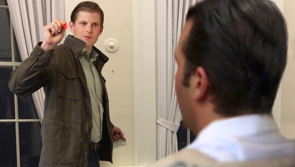 Eric Trump Aims Laser Pointer At Don Jr. While Flicking Lights On And Off To Erase Memory Of Russia Meeting