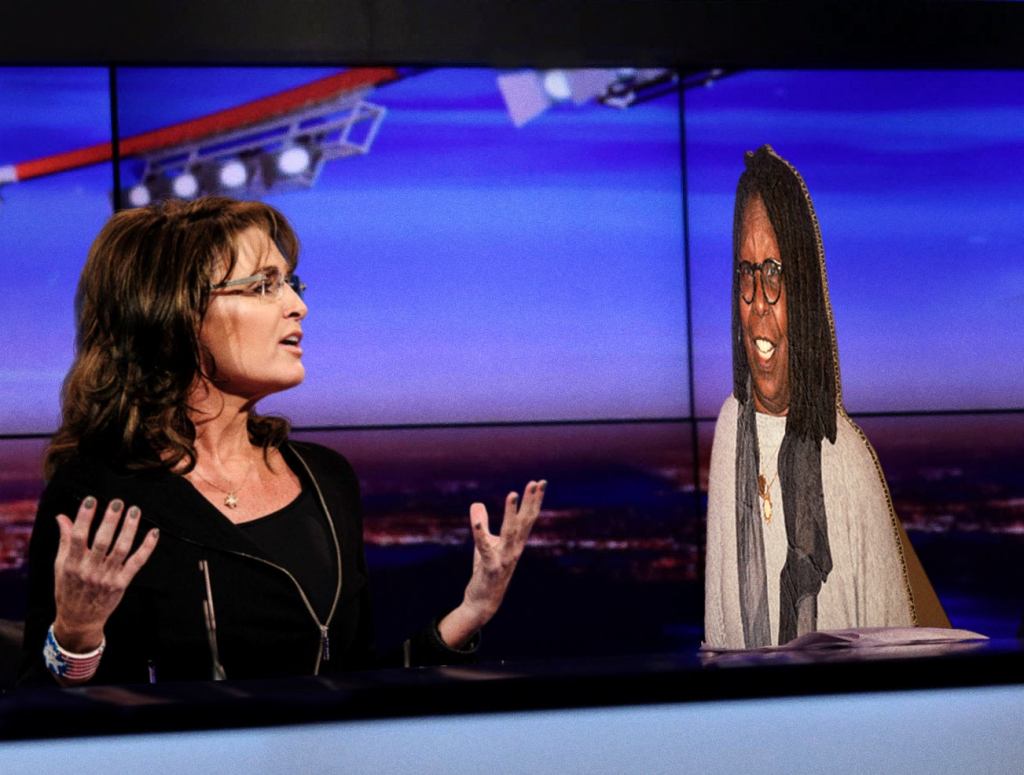 Inconsolable Sarah Palin Opens Up About Sacha Baron Cohen Betrayal To Cardboard Cutout Of Whoopi Goldberg