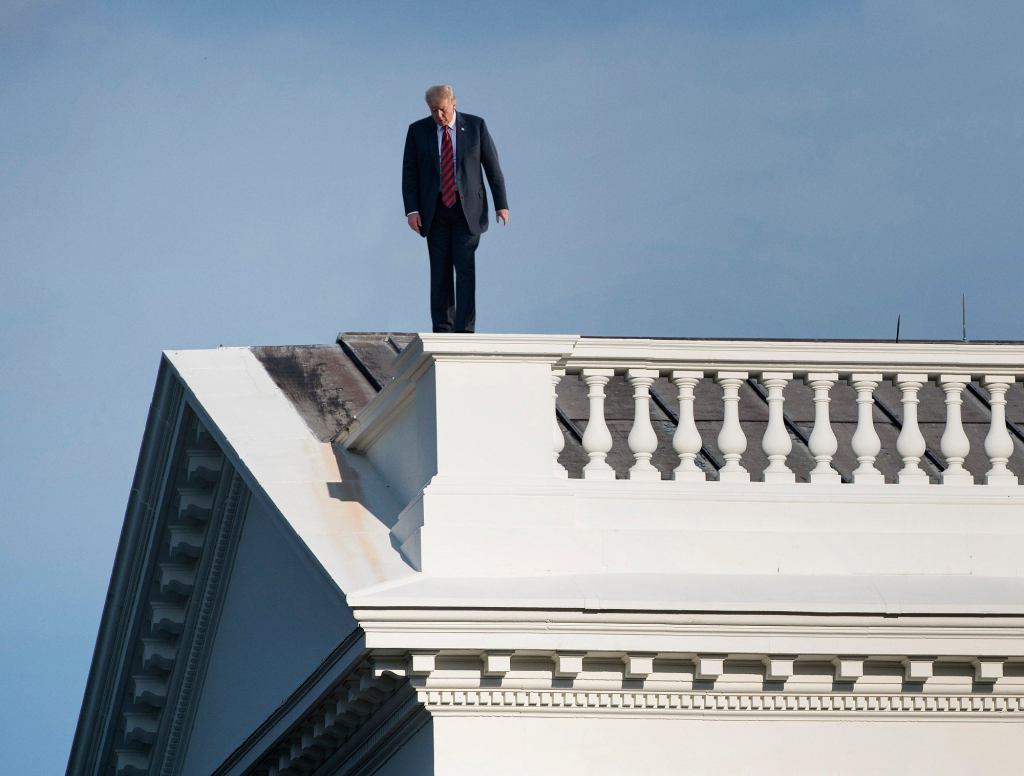 Trump Teeters On White House Ledge Weighing Pros And Cons Of Killing Self Right Now To Distract From McCain’s Funeral