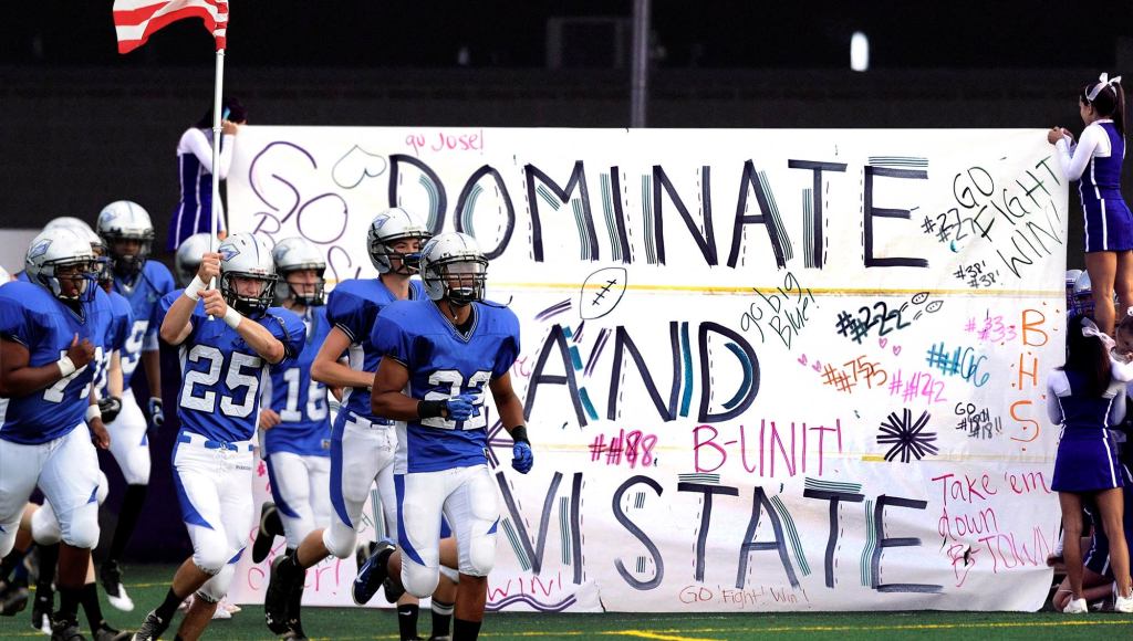 Polite High School Football Team Runs Around Banner That Took Hours To Make