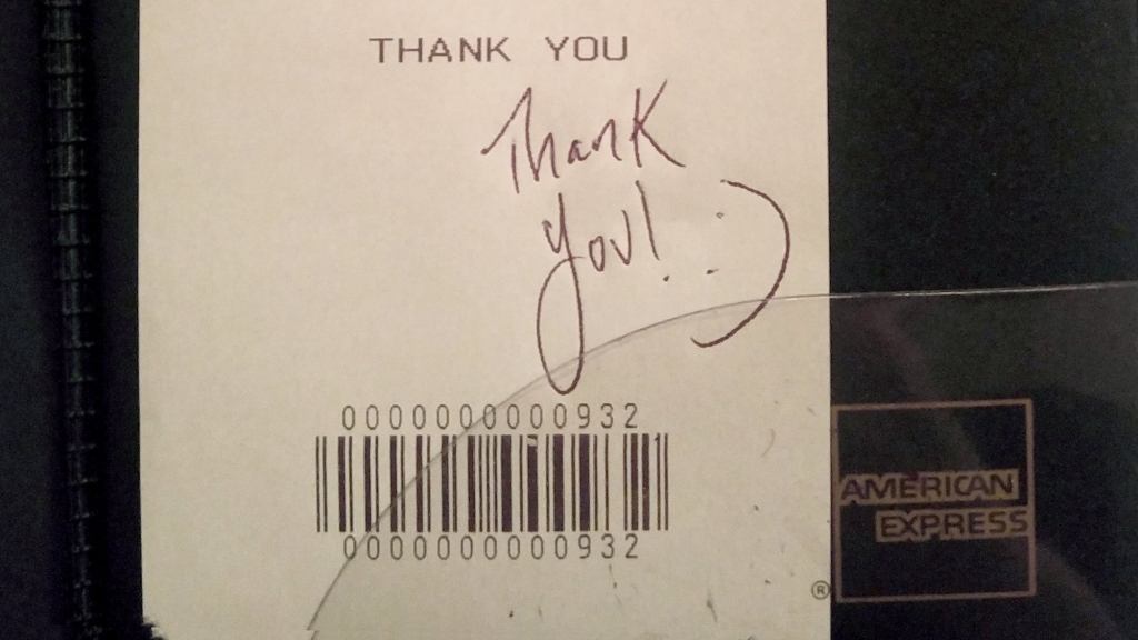 Smiley Face Doodled On Check Commemorates Undeniable Chemistry Between Waiter, Ericson Family