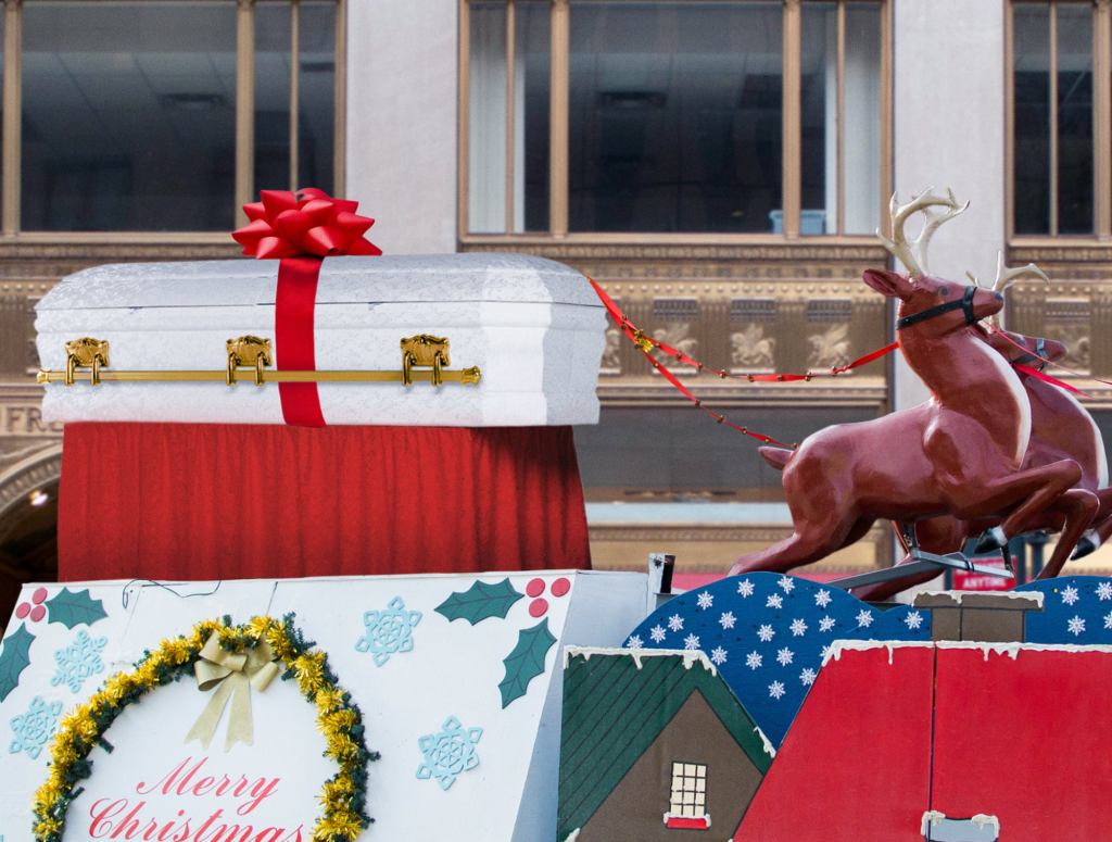 Macy’s Concludes Thanksgiving Day Parade With Traditional Procession Of Santa’s Coffin