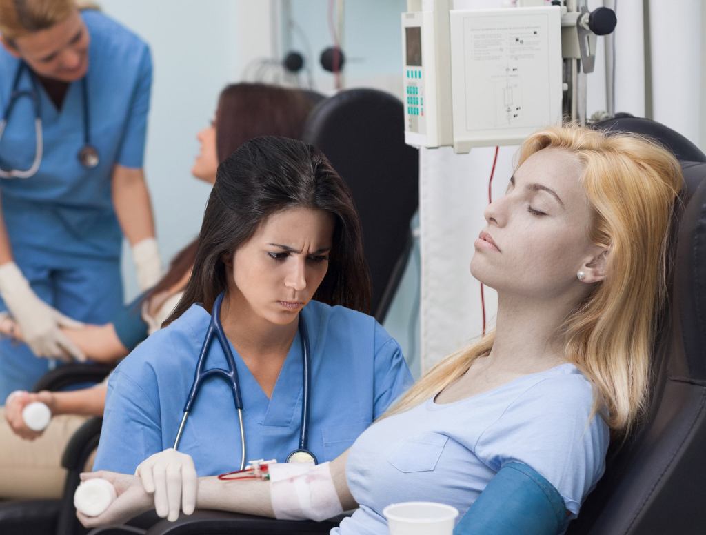 Frustrated Nursing Student Unable To Draw Blood Without Draining Entire Body