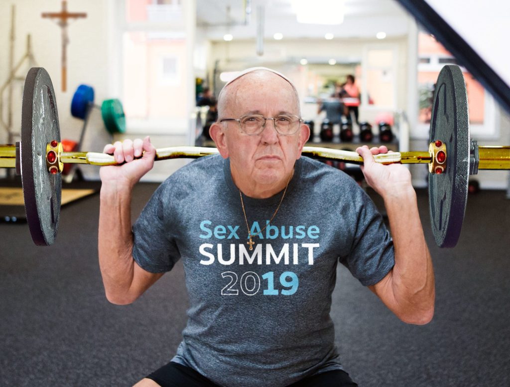 Pope Francis Working Out At Vatican Gym Wearing ‘Sex Abuse Summit 2019’ T-Shirt