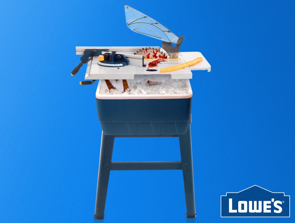 Lowe’s Unveils New Table Saw With Attached Ice Chest For Storing Cut-Off Fingers