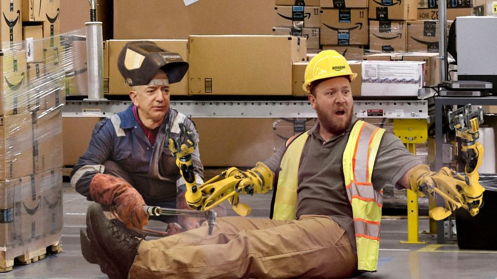 Horrified Amazon Worker Awakes From Warehouse Accident To Find Jeff Bezos Welding Mechanical Limbs Onto Stumps Where Arms Used To Be