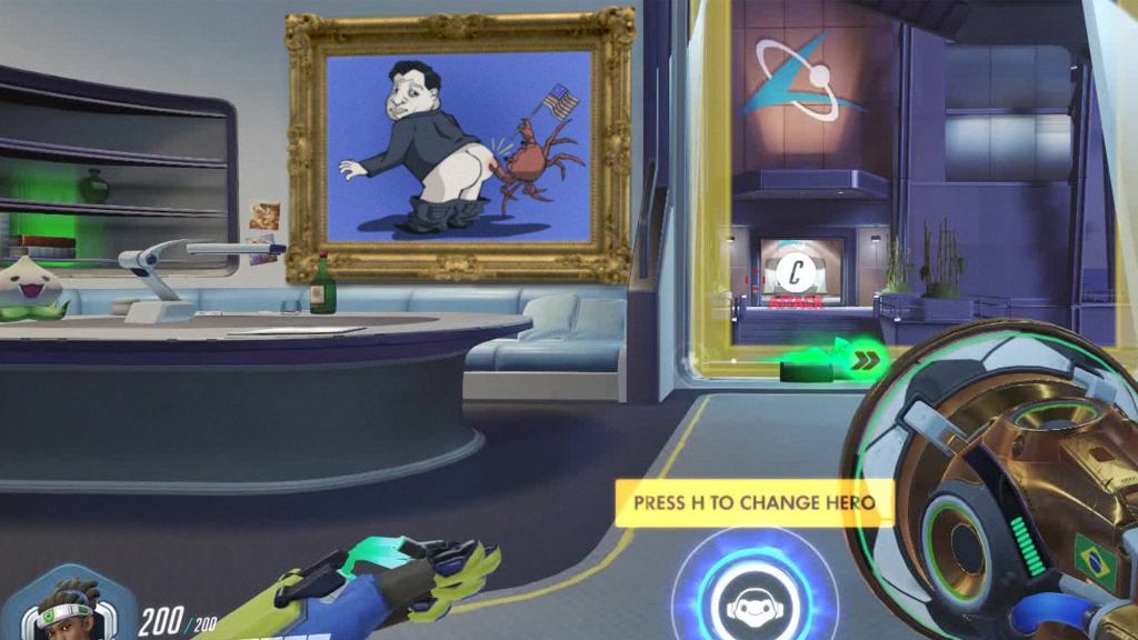 Making Amends: Blizzard Added A Drawing Of Xi Jinping Getting Pinched On The Ass By A Crab To All Spawn Rooms On Overwatch’s Lijiang Tower Map