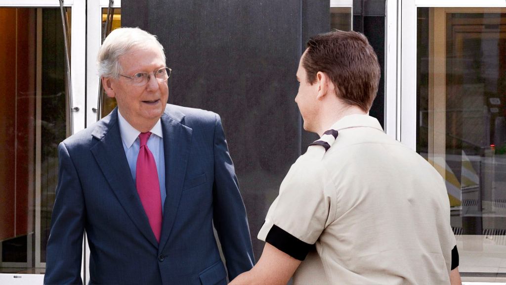 ‘Hey You, Want To Be A Federal Judge?’ Says Mitch McConnell Pointing To Valet In Heritage Foundation Parking Lot