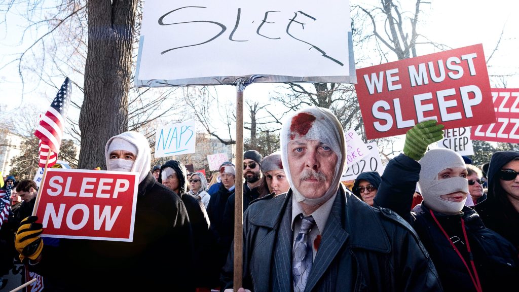 Recently Concussed Americans March On Washington D.C. Demanding The Right To Sleep