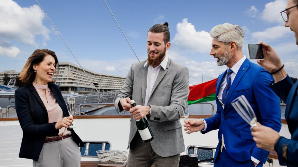 Belarusian Soccer Execs Pop Champagne On New Mega Yacht To Celebrate Wave Of Increased Popularity That Will Surely Last Forever