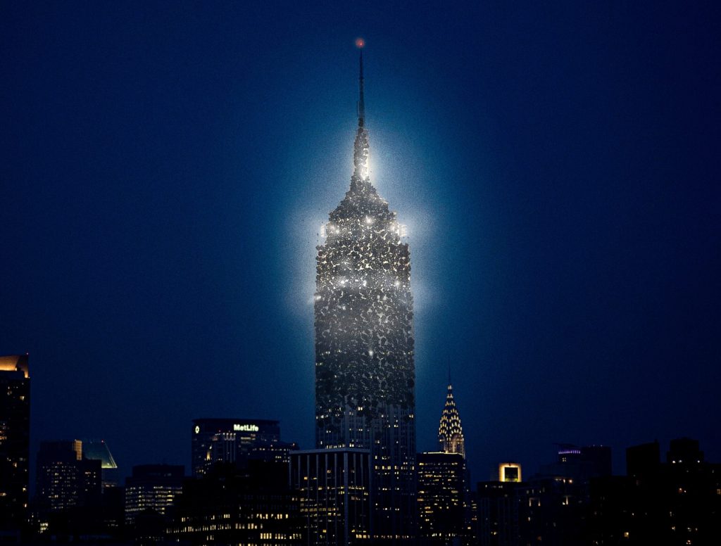 Lit-Up Empire State Building Covered In Thick Layer Of Moths