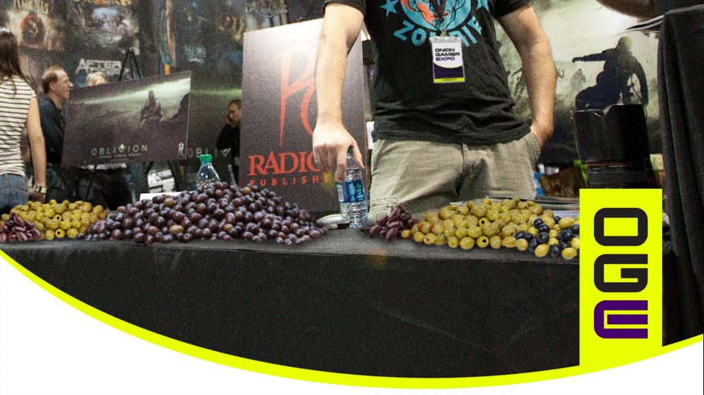 Gamers, Are You Not Seeing All The Olives We Left Around The Expo Hall For You? Gotta Be Like 500 Dollars Worth Here, Be A Huge Waste If No One Eats Any