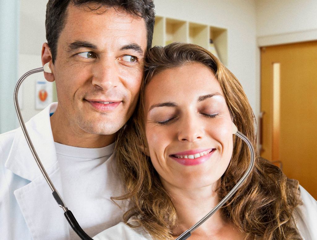 Doctor Offers Crush Other Earpiece Of Stethoscope