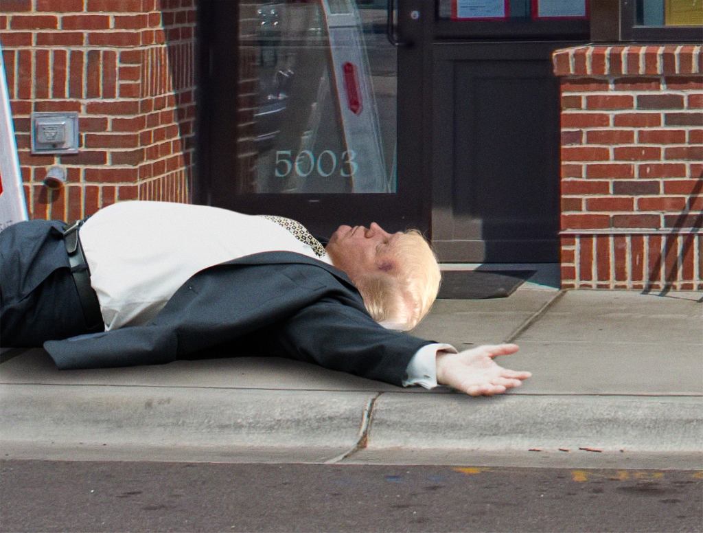 Trump Knocks Self Out After Running Headfirst Into Vote-Counting Facility Glass Doors