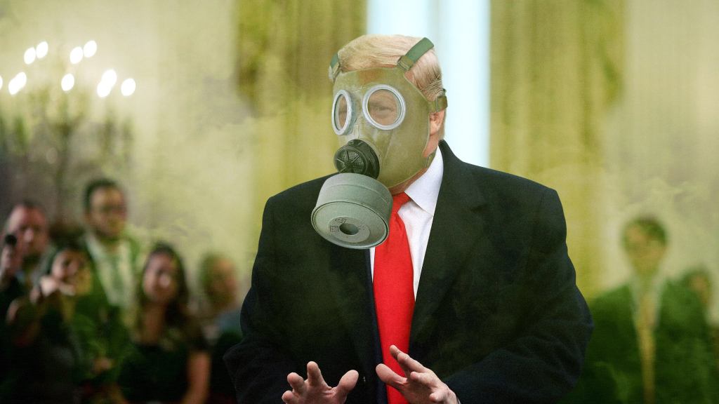 ‘You Have Disappointed Me,’ Trump Tells Room Full Of Supporters While Strapping On Gas Mask