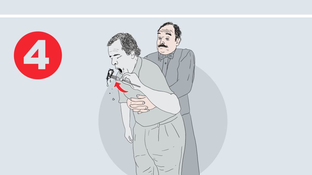 Health Department Adds Steps To Heimlich Maneuver Poster Where Choking Victim Finishes Food They Coughed Up