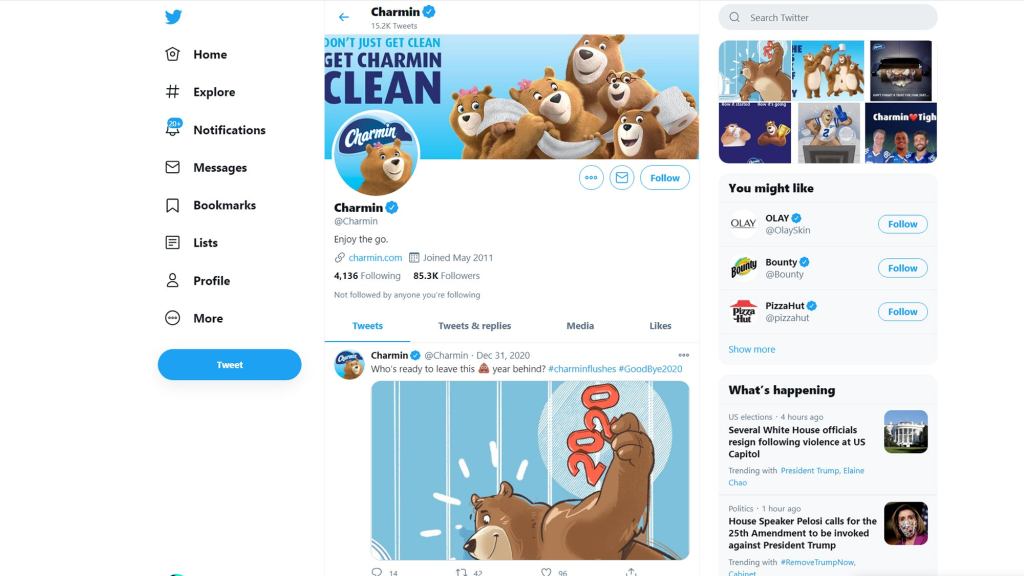 Eerily Silent Charmin Twitter Account Apparently Condones Attack On Capitol